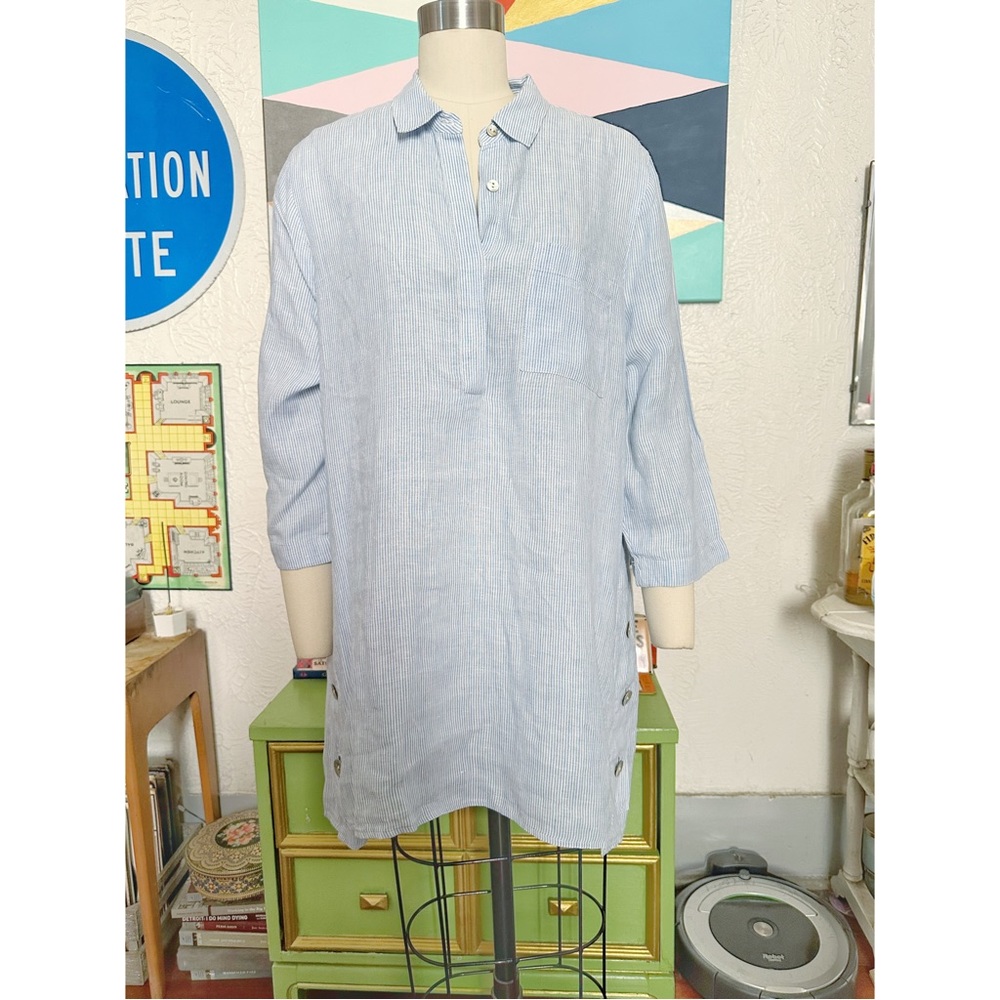 J. Jill Love Linen Striped Tunic Top Size Medium